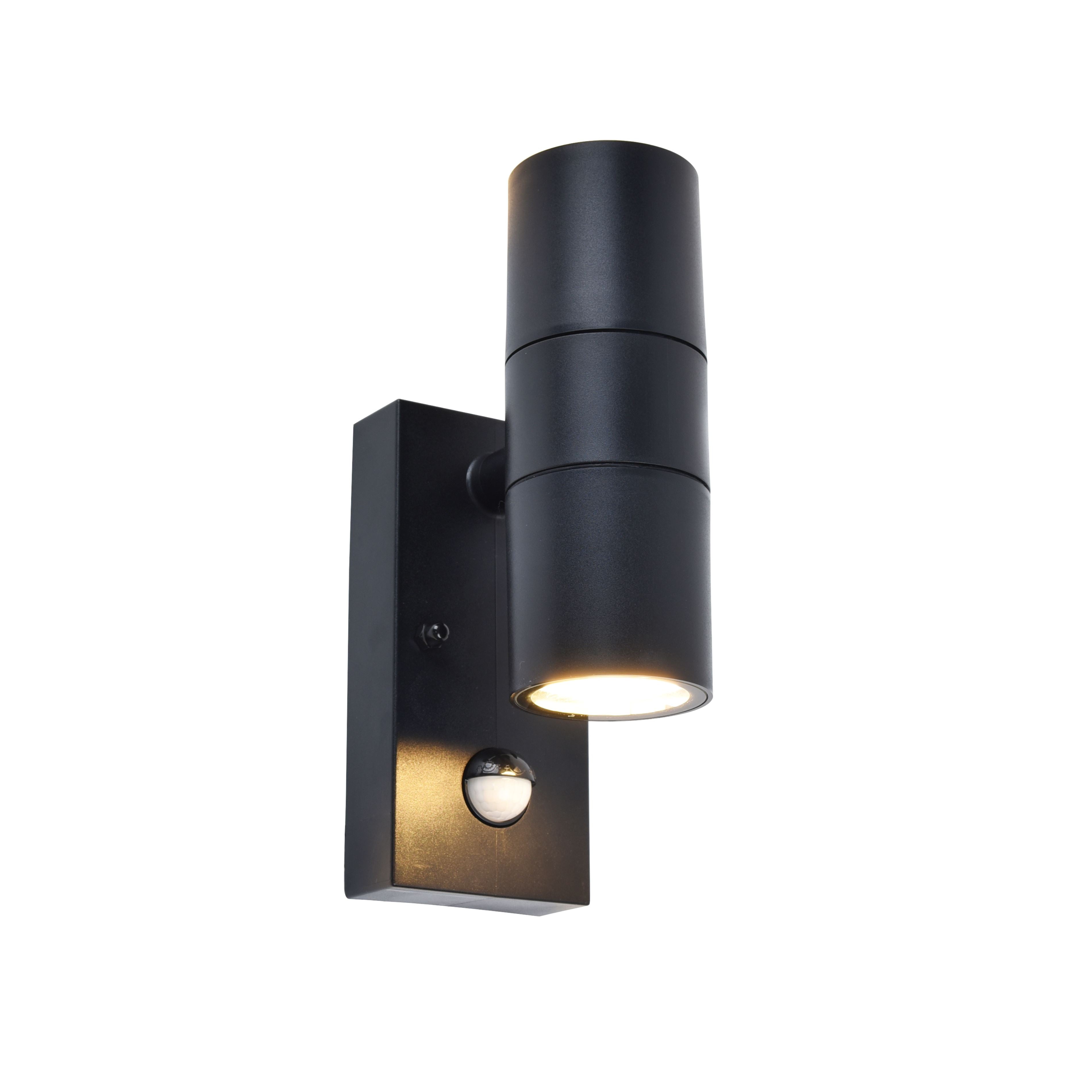 Coastal Up/Down Wall Light With PIR - Black Wall Lights Lutec