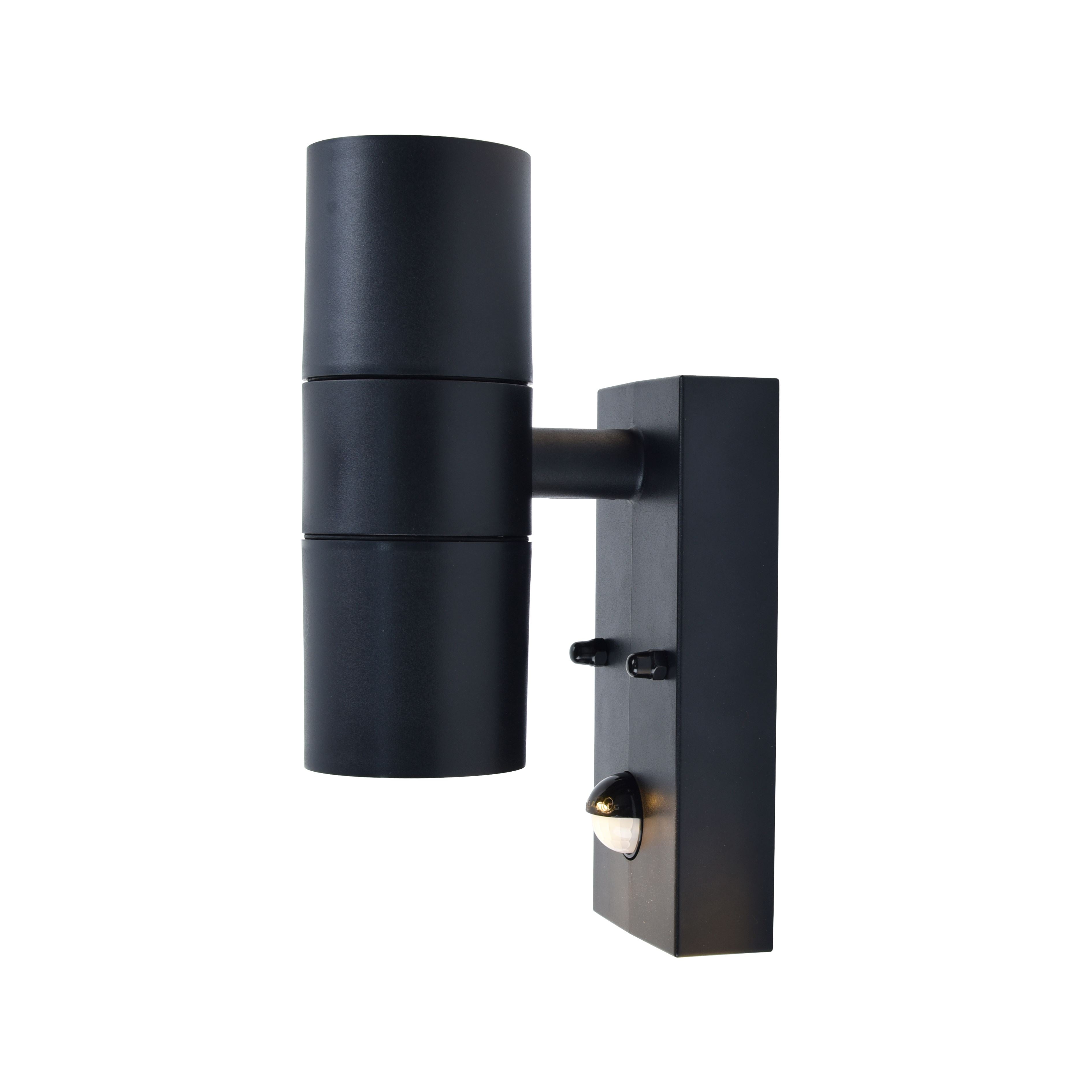 Coastal Up/Down Wall Light With PIR - Black Wall Lights Lutec
