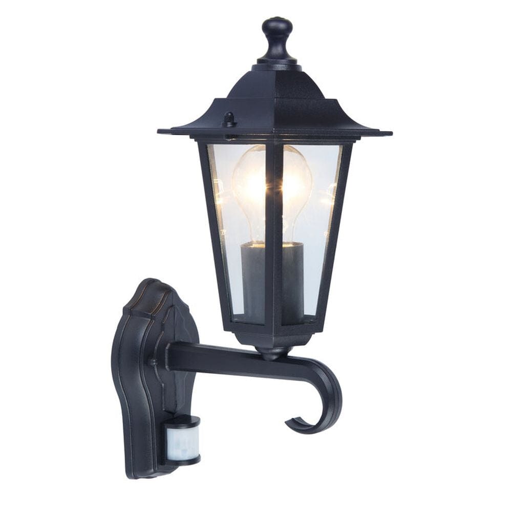 Corniche E27 Wall Light with PIR Sensor - Black Wall Lights Lutec