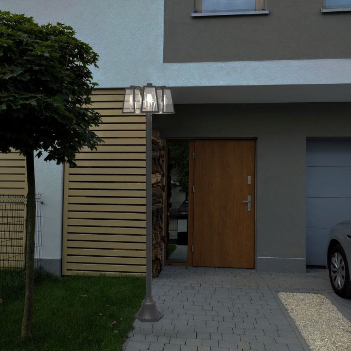 Fia Triple Lamp Post - Matt Black Lamp Post Lights Lutec