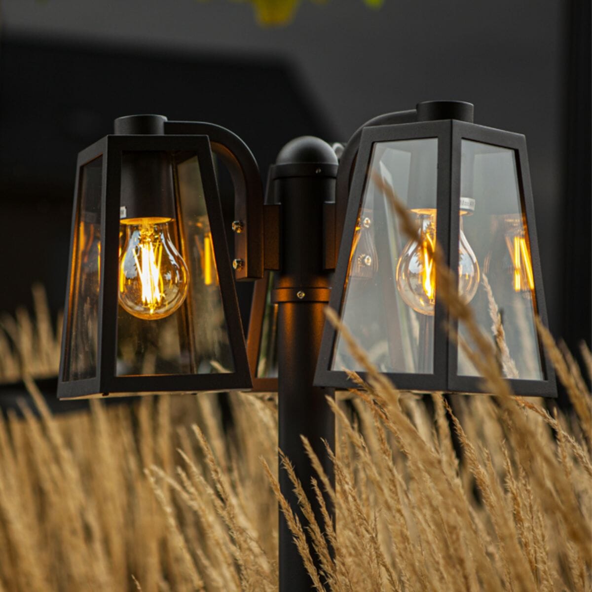 Fia Triple Lamp Post - Matt Black Lamp Post Lights Lutec