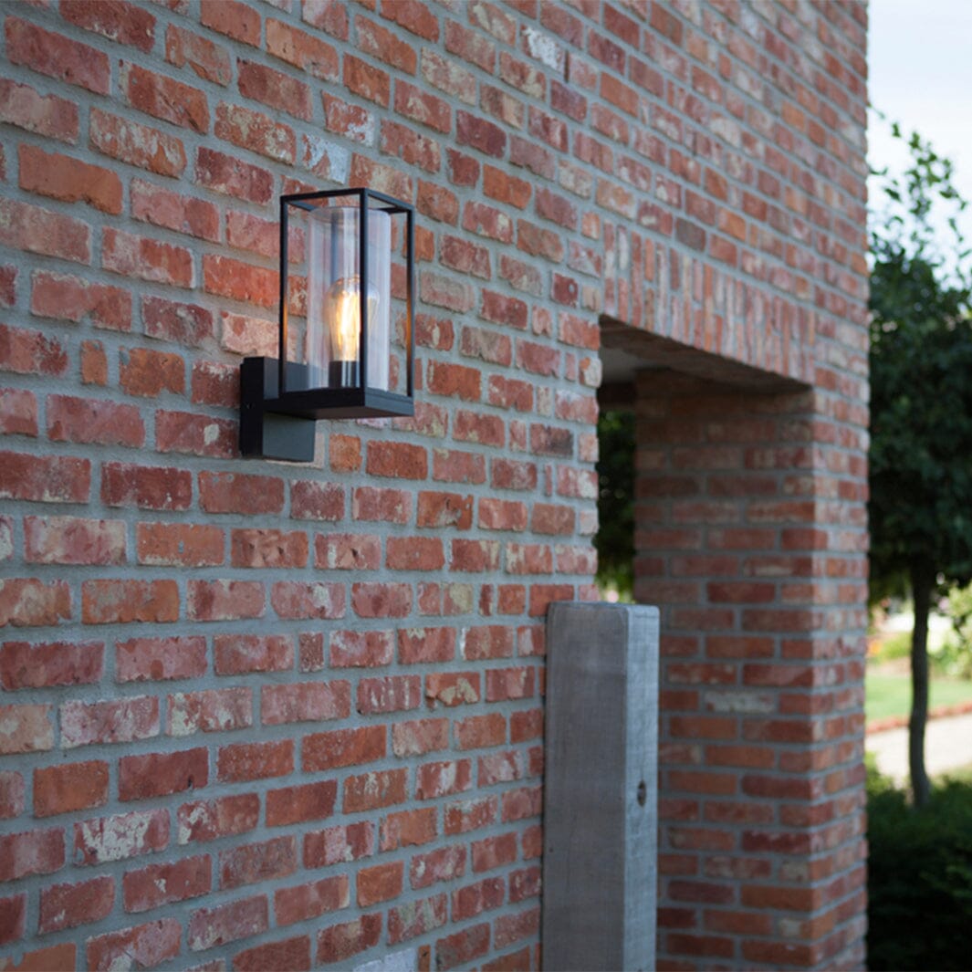Flair E27 Lantern Wall Light - Black Wall Lights Lutec