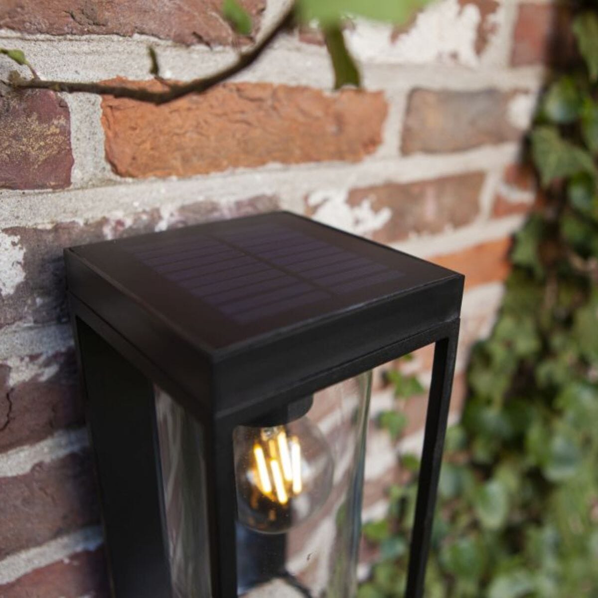 Flair Solar Wall Light With PIR Sensor - Matt Black Wall Lights Lutec