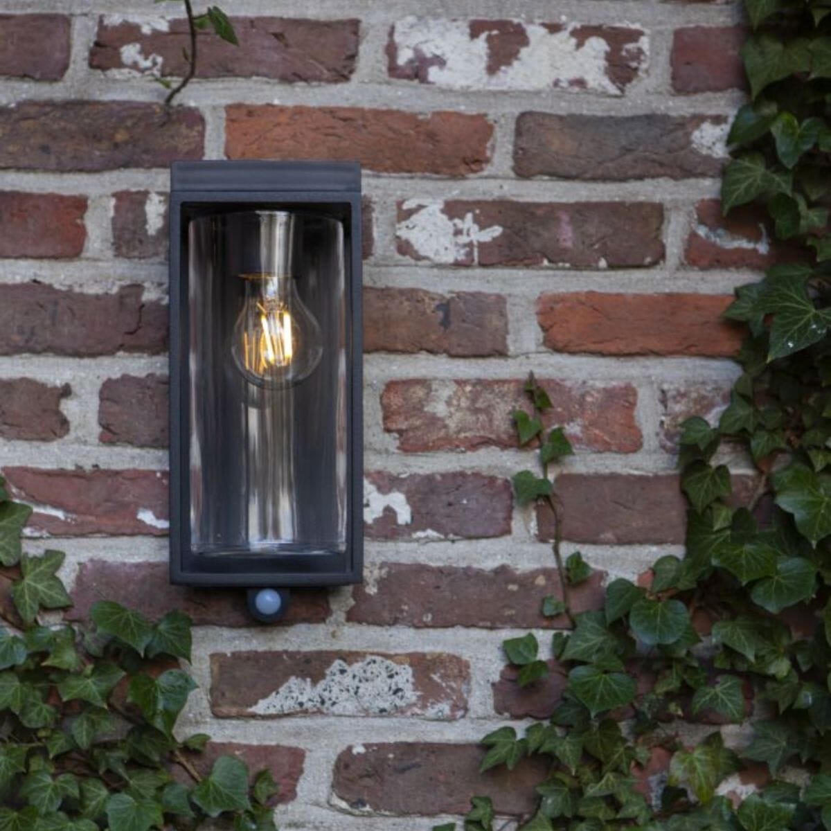 Flair Solar Wall Light With PIR Sensor - Matt Black Wall Lights Lutec