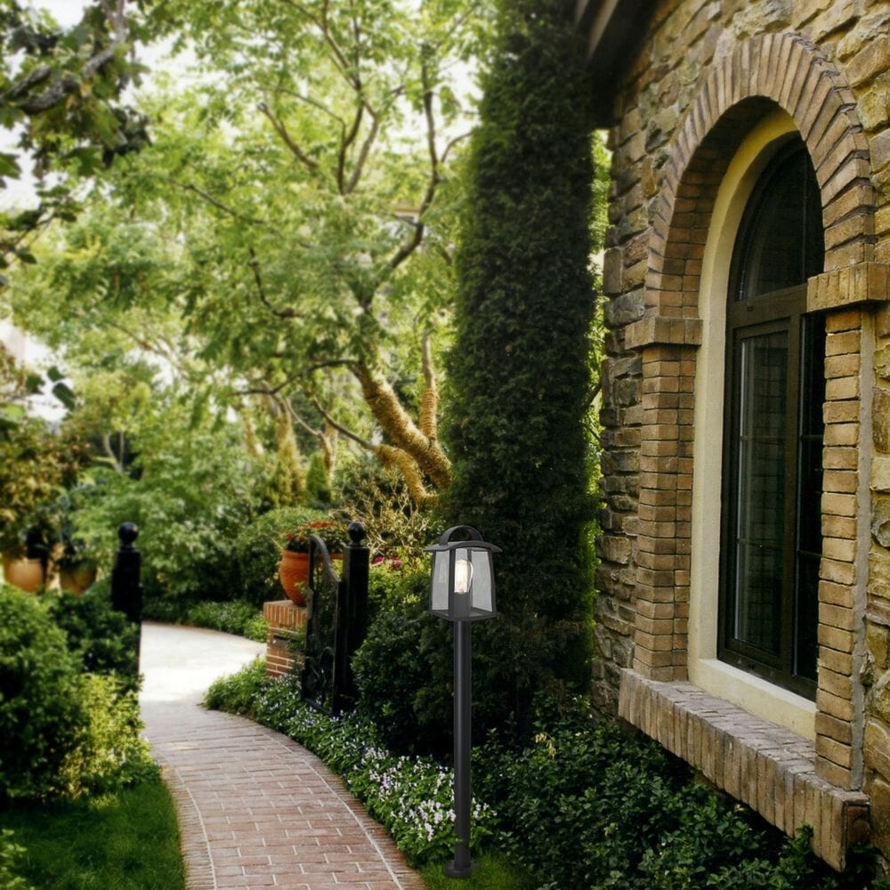 Kelsey E27 Bollard Light - Black With Clear Glass Bollard Lights Lutec