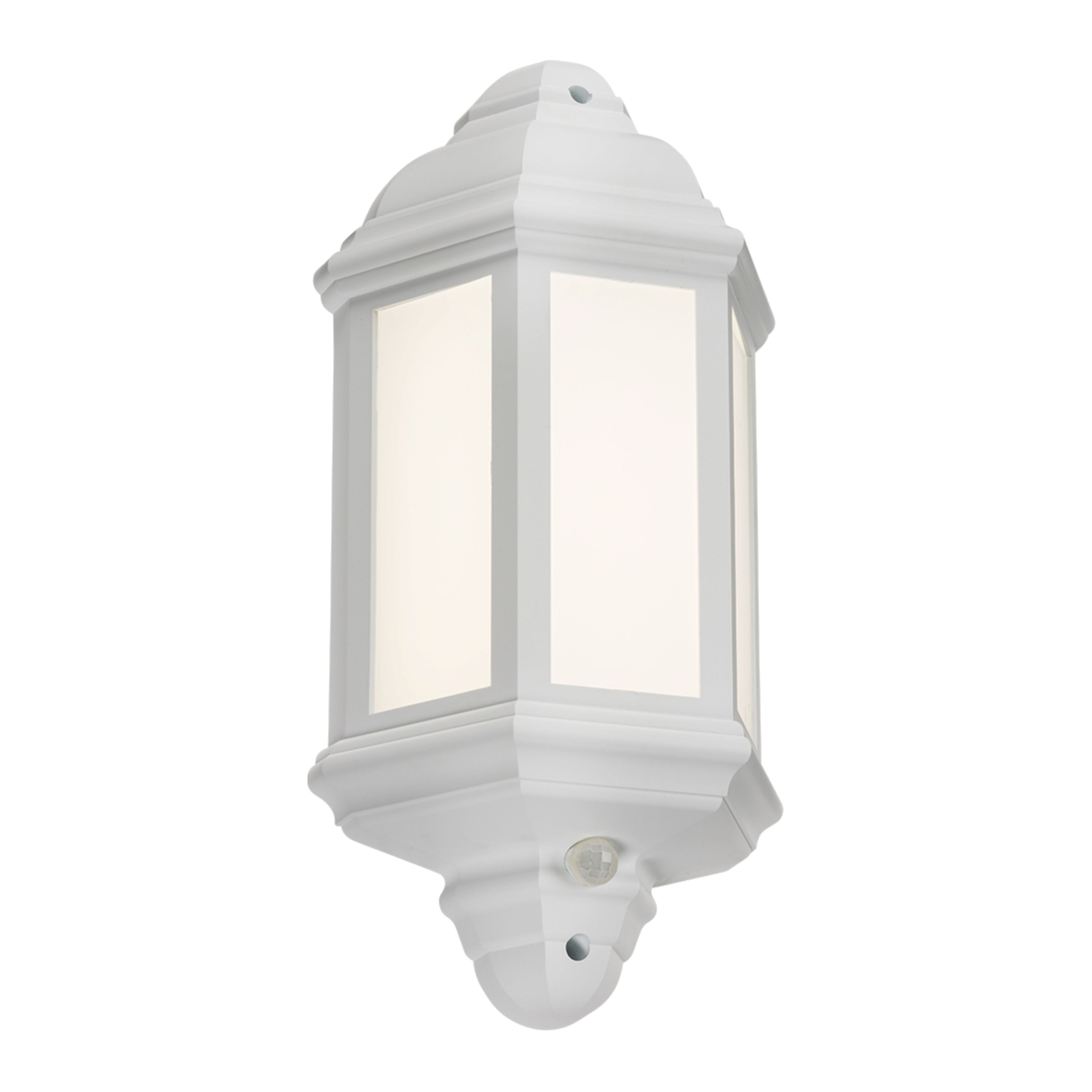 LED Wall Lantern With PIR - White Lantern Lights Knightsbridge