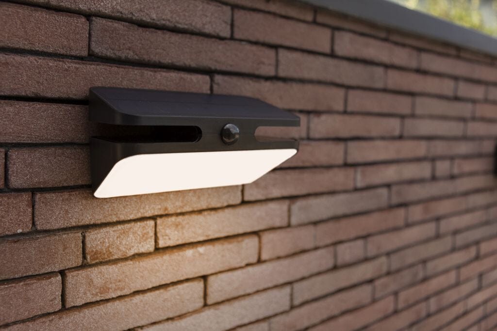 Lutec Aero 8.6W Solar LED Wall Light with PIR Sensor 4000K - Matt Black Wall Lights Lutec
