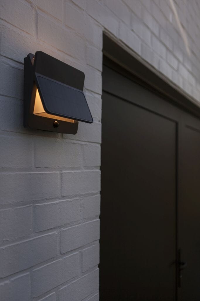Lutec Aleta 12.6W Solar LED Wall Light with PIR Sensor 3000K - Dark Grey Wall Lights Lutec