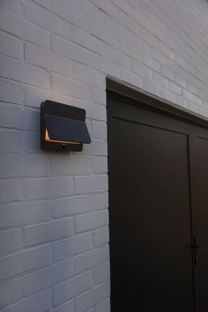 Lutec Aleta 12.6W Solar LED Wall Light with PIR Sensor 3000K - Dark Grey Wall Lights Lutec