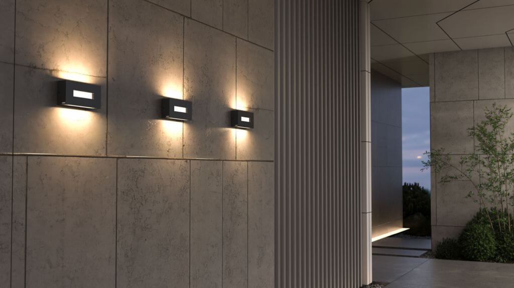 Lutec Arteo 14W LED Outdoor Wall Light CCT - Black Grey Wall Lights Lutec