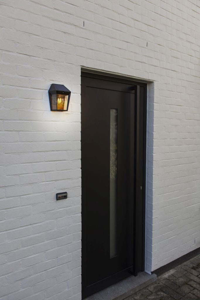 Lutec Avony Solar Outdoor Wall Light E27 with PIR Sensor 2700K - Matt Black Wall Lights Lutec