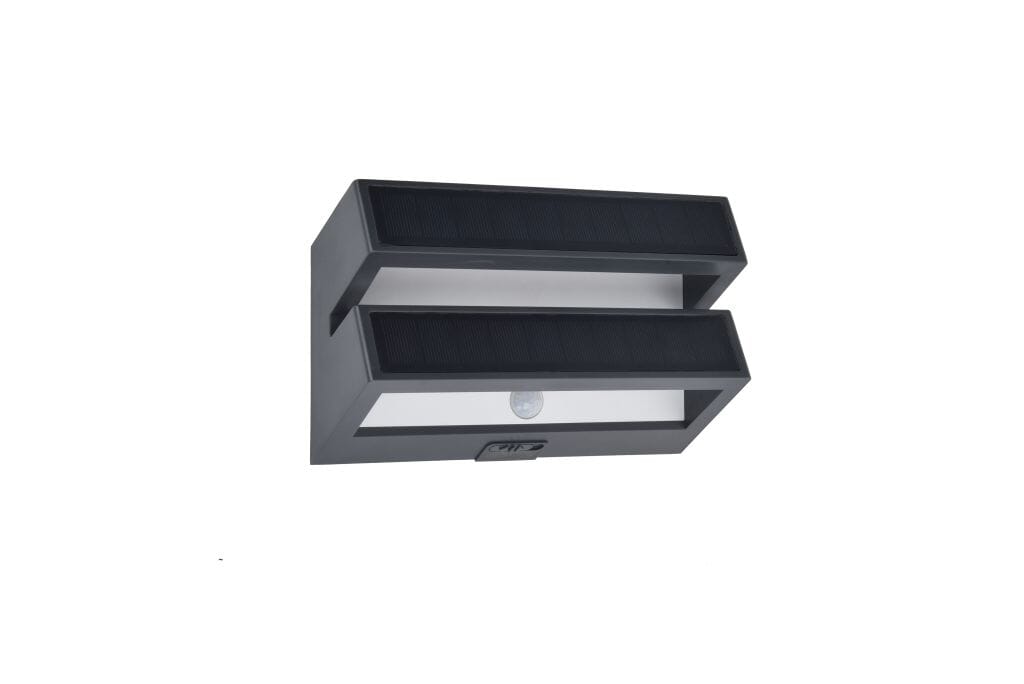 Lutec Barlo 8.2W Solar LED Wall Light with PIR Sensor 4000K - Dark Grey Wall Lights Lutec