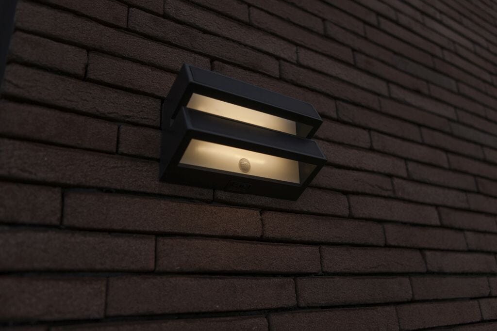 Lutec Barlo 8.2W Solar LED Wall Light with PIR Sensor 4000K - Dark Grey Wall Lights Lutec