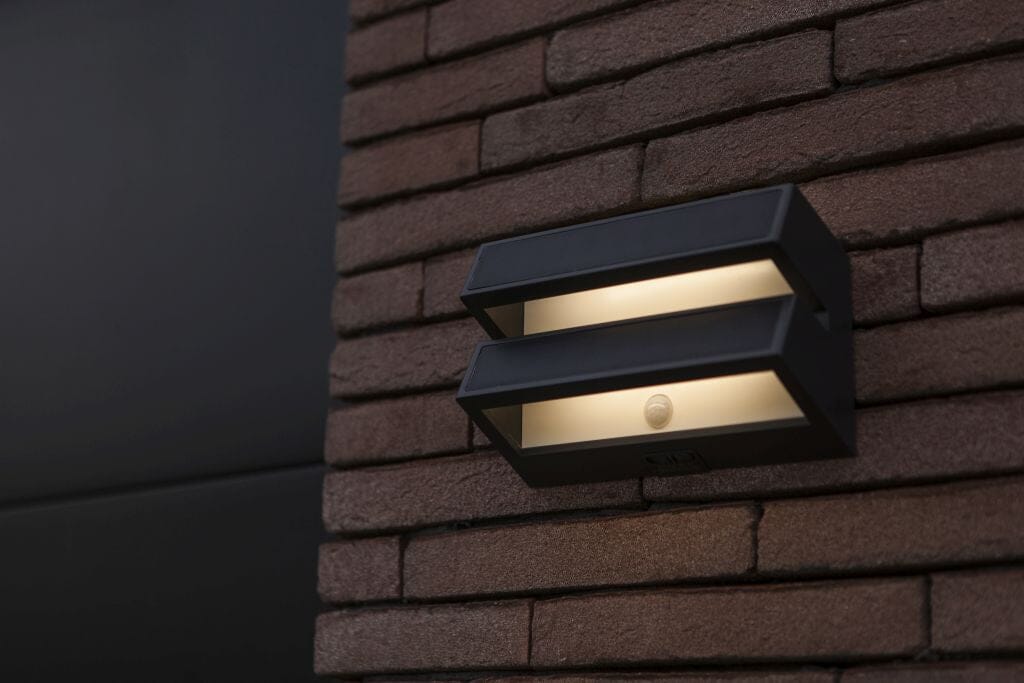 Lutec Barlo 8.2W Solar LED Wall Light with PIR Sensor 4000K - Dark Grey Wall Lights Lutec