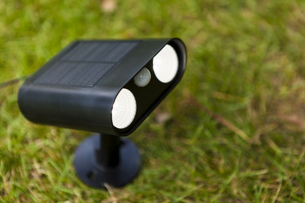 Lutec Bingo 8.2W Solar LED Wall Light with PIR Sensor 5000K - Matt Black Spike Lights Lutec
