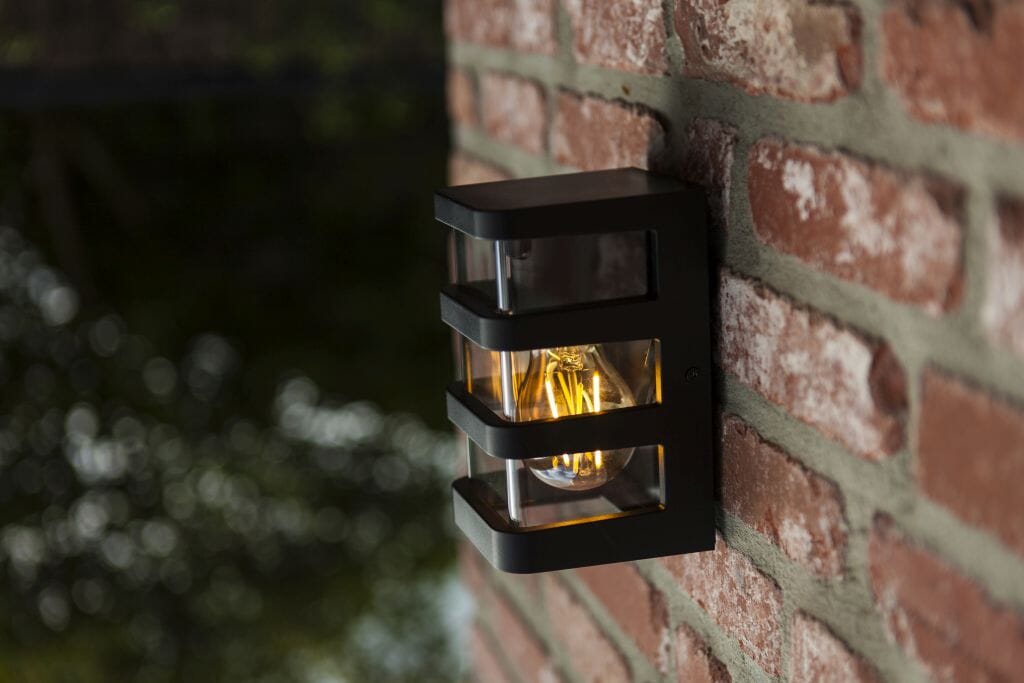 Lutec Dalton Outdoor Wall Light E27 - Matt Black Wall Lights Lutec