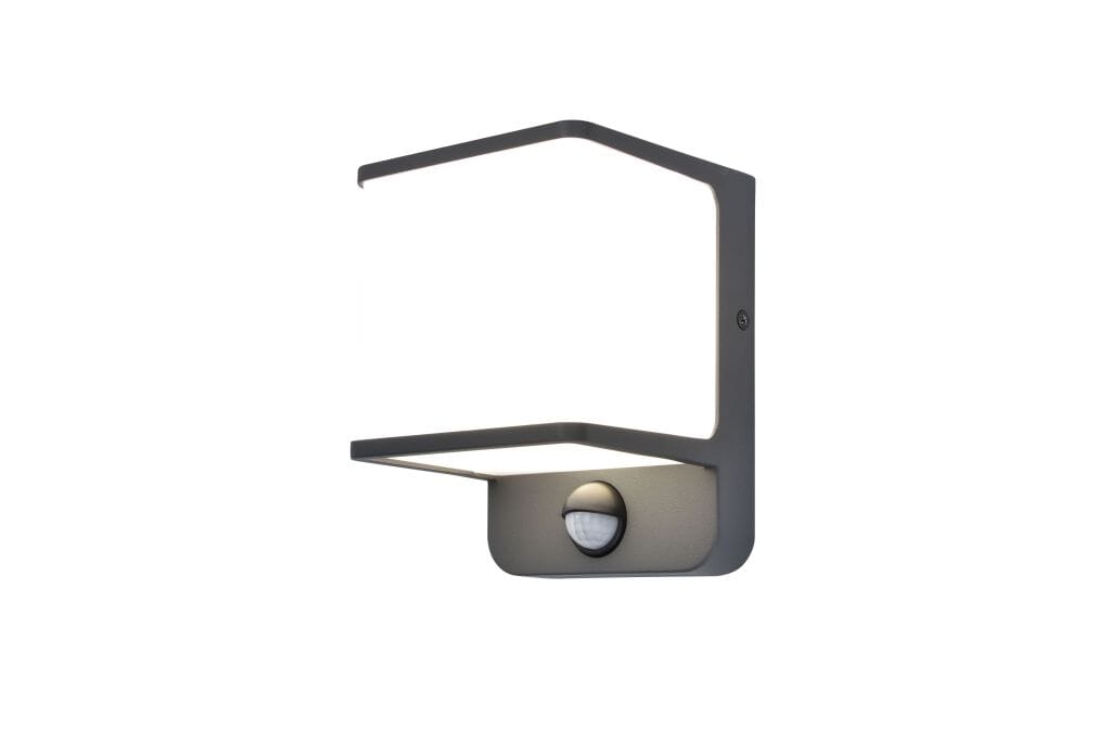 Lutec Doblo 14W LED Outdoor Wall Light with PIR Sensor 4000K - Dark Grey Wall Lights Lutec