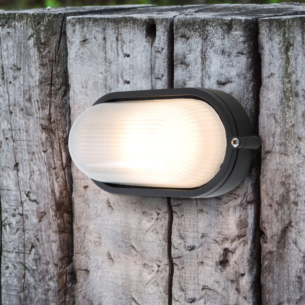 Lutec Echo E27 Outdoor Wall Light - Black Wall Lights Lutec