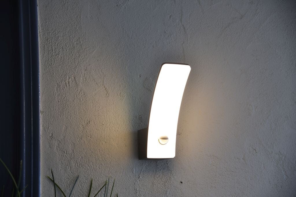 Lutec Kilo 11.5W LED Outdoor Wall Light with PIR Sensor 3000K - Dark Grey Wall Lights Lutec