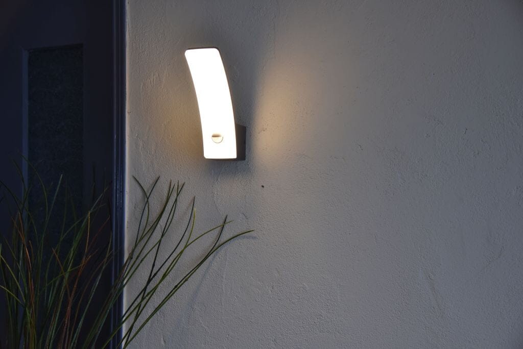 Lutec Kilo 11.5W LED Outdoor Wall Light with PIR Sensor 3000K - Dark Grey Wall Lights Lutec