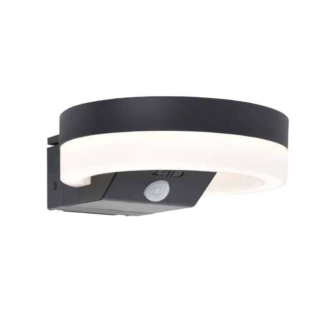 Lutec Runda 12W Solar LED Wall Light with PIR Sensor 4000K - Dark Grey Wall Lights Lutec