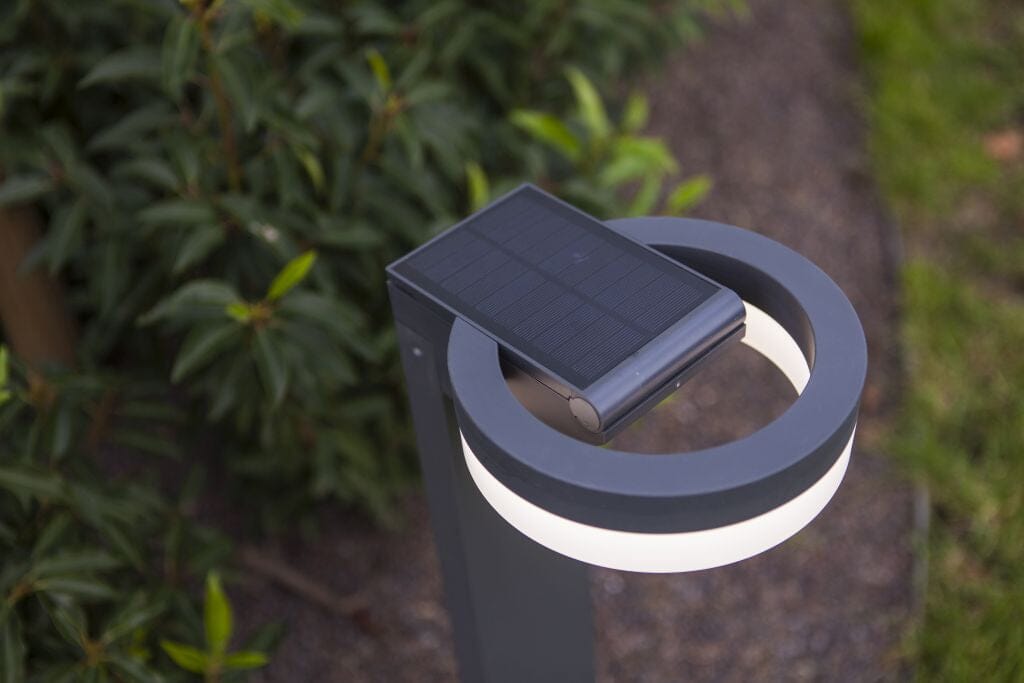 Lutec Runda Solar Bollard Light with PIR Sensor 4000K - Dark Grey Bollard Lights Lutec