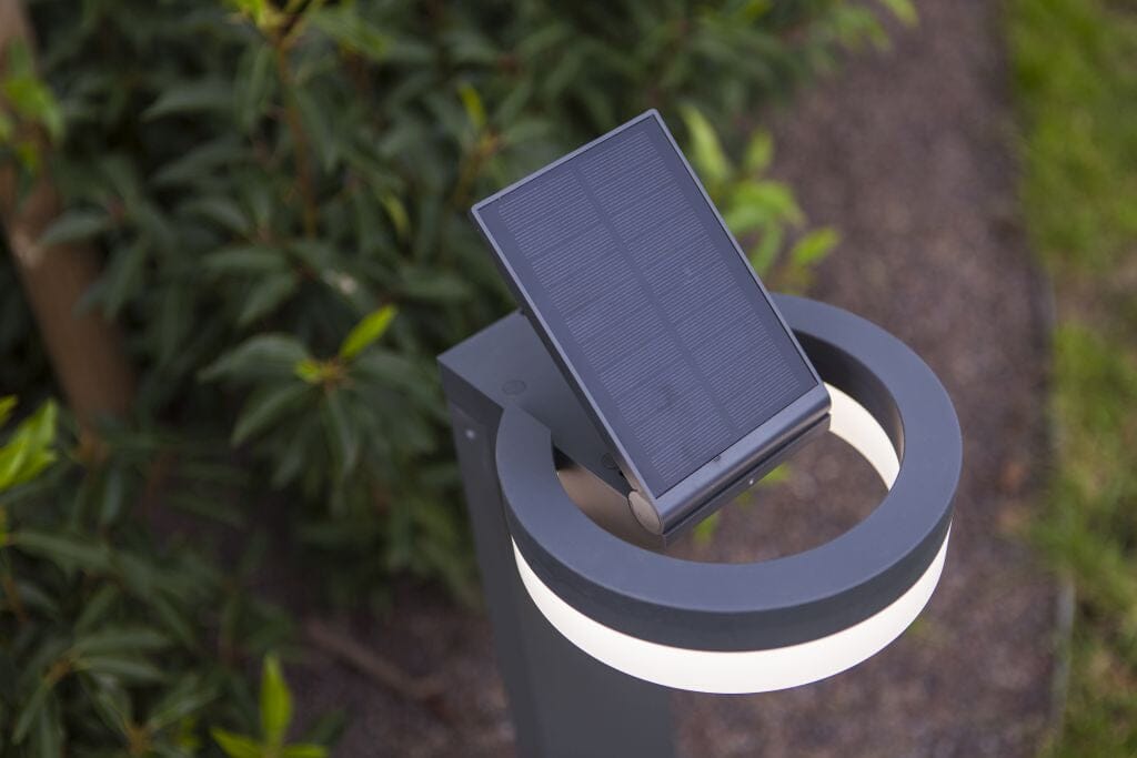 Lutec Runda Solar Bollard Light with PIR Sensor 4000K - Dark Grey Bollard Lights Lutec