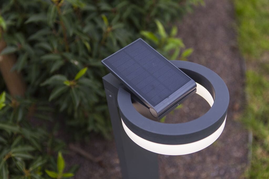 Lutec Runda Solar Bollard Light with PIR Sensor 4000K - Dark Grey Bollard Lights Lutec