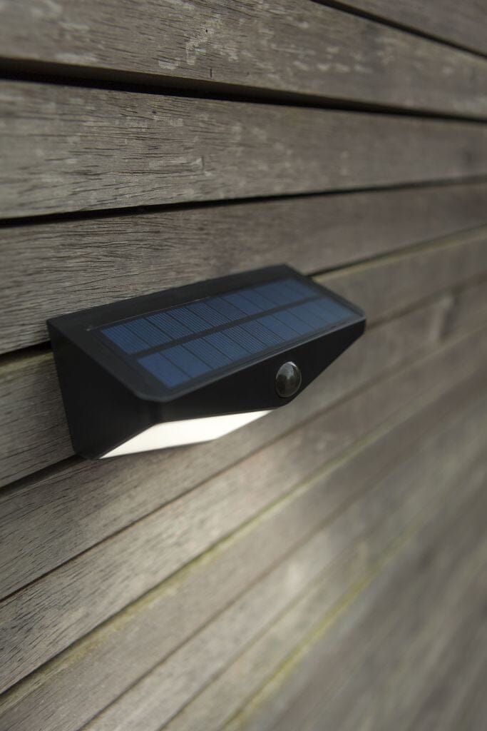 Lutec Wings 3.7W Solar LED Wall Light with PIR Sensor 5000K - Black Wall Lights Lutec
