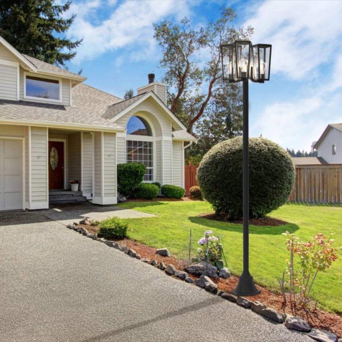 Pine Triple Lamp Post - Matt Black Lamp Post Lights Lutec