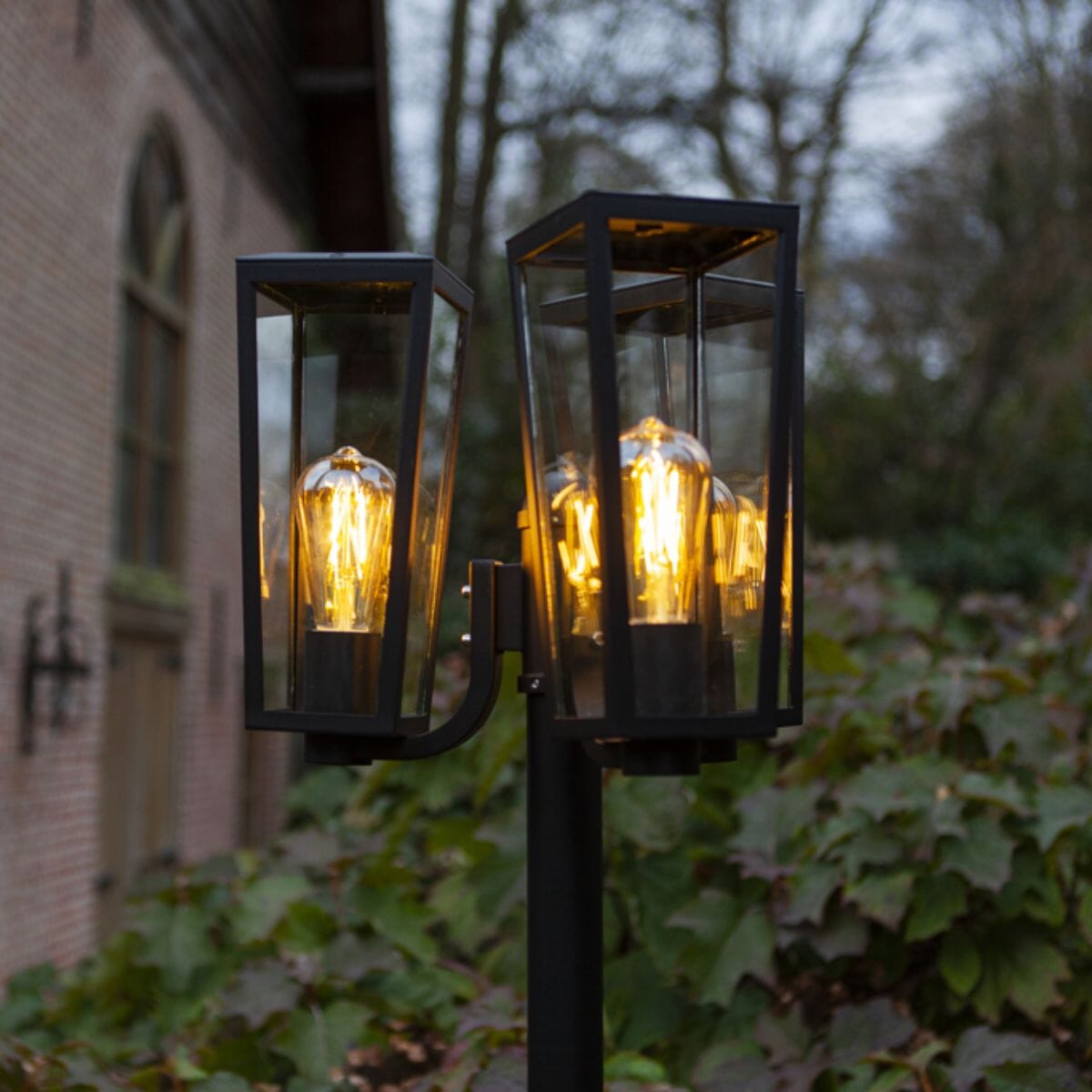 Pine Triple Lamp Post - Matt Black Lamp Post Lights Lutec