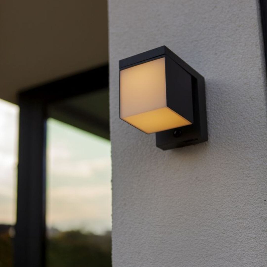 Prima Solar Wall Light With PIR - Dark Grey Solar Lights Lutec