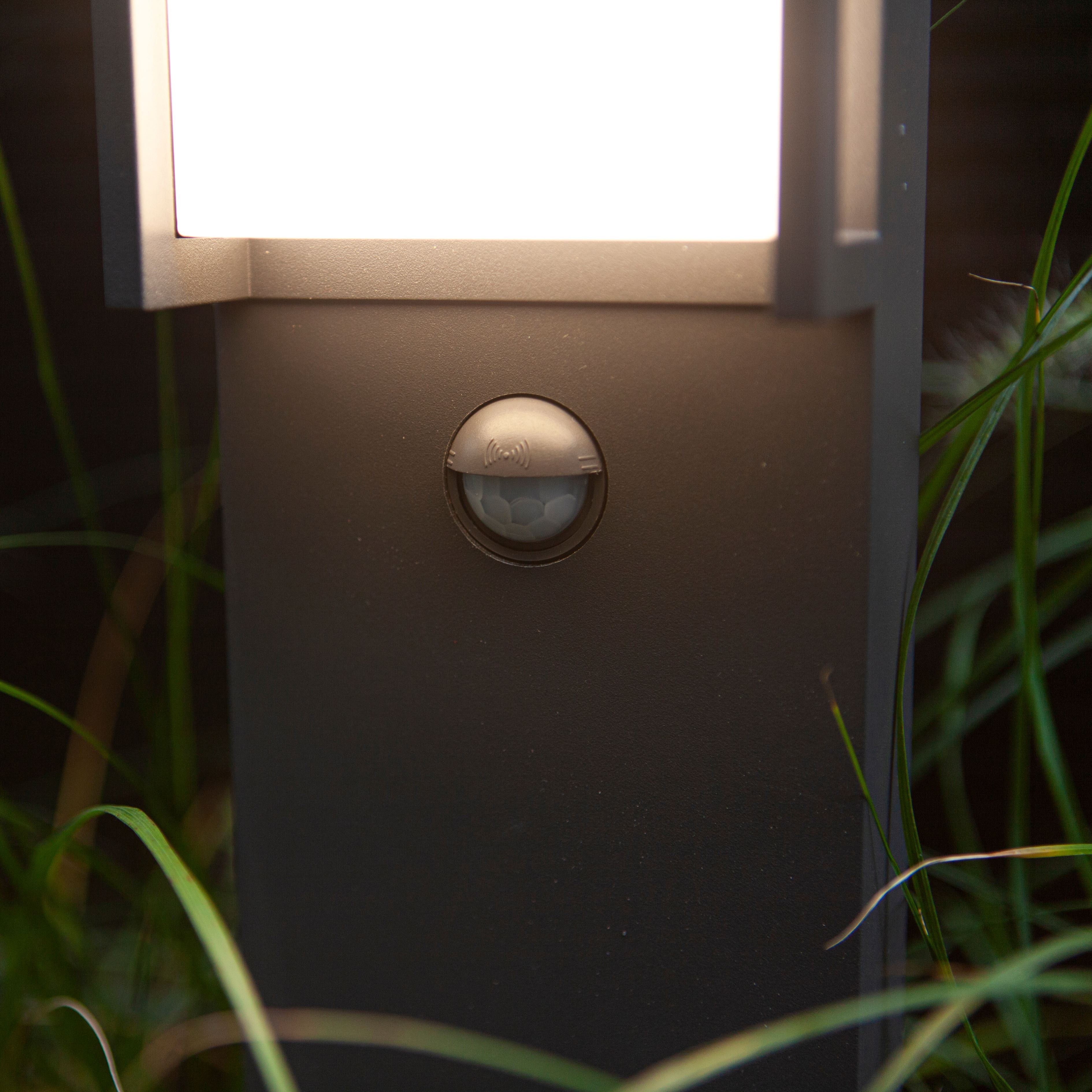 Qubo Intergrated LED Bollard Light With PIR - Dark Grey Wall Lights Lutec