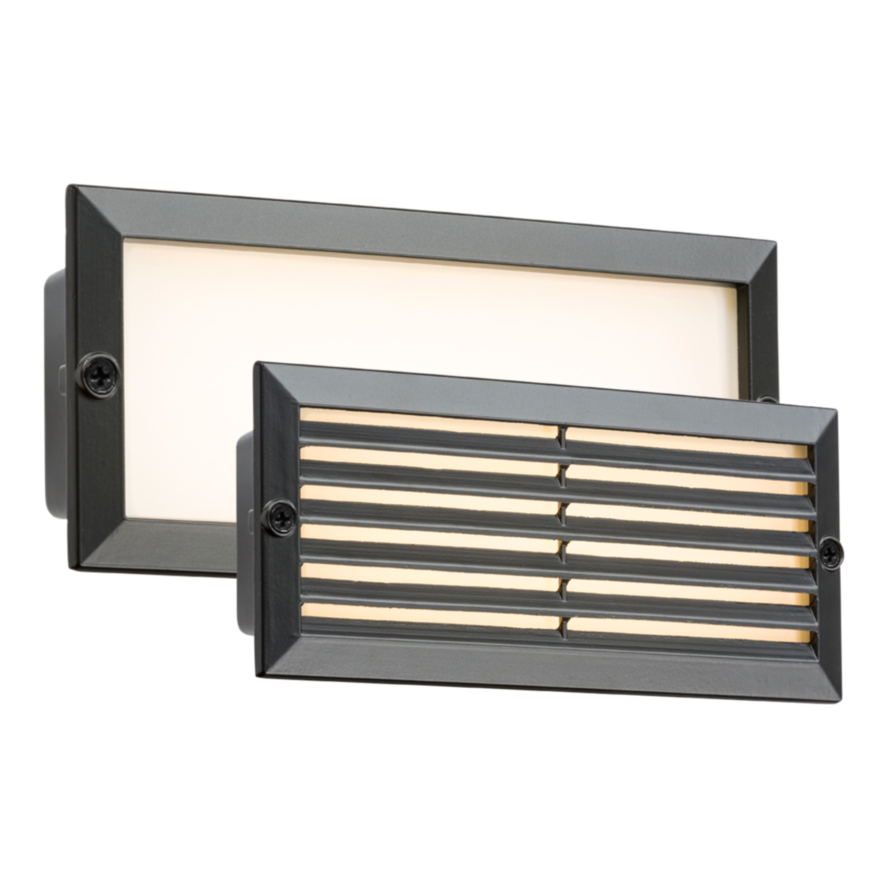 White LED Recessed Brick Light - Black Fascia Wall Lights Knightsbridge