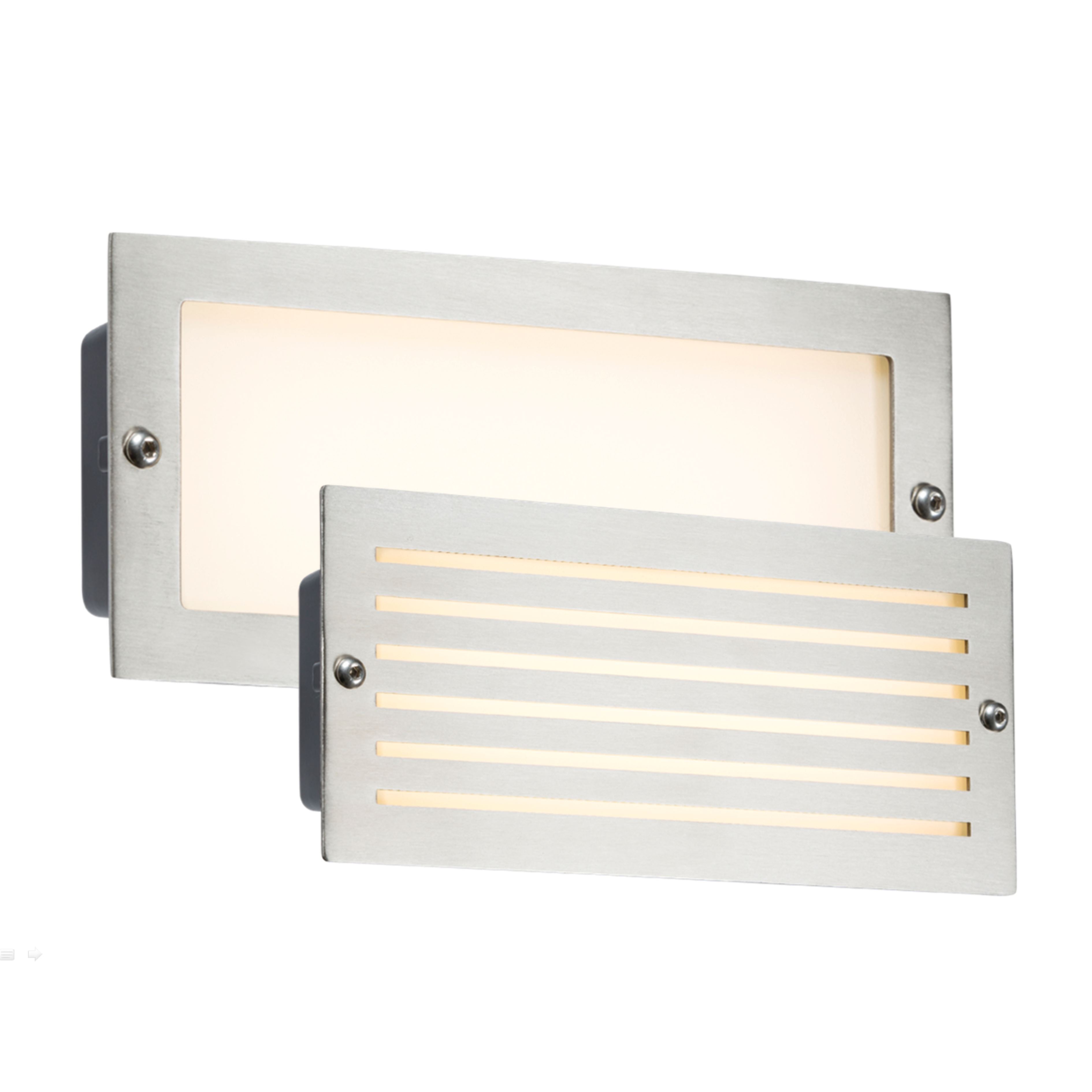 White LED Recessed Brick Light - Brushed Steel Fascia Wall Lights Knightsbridge