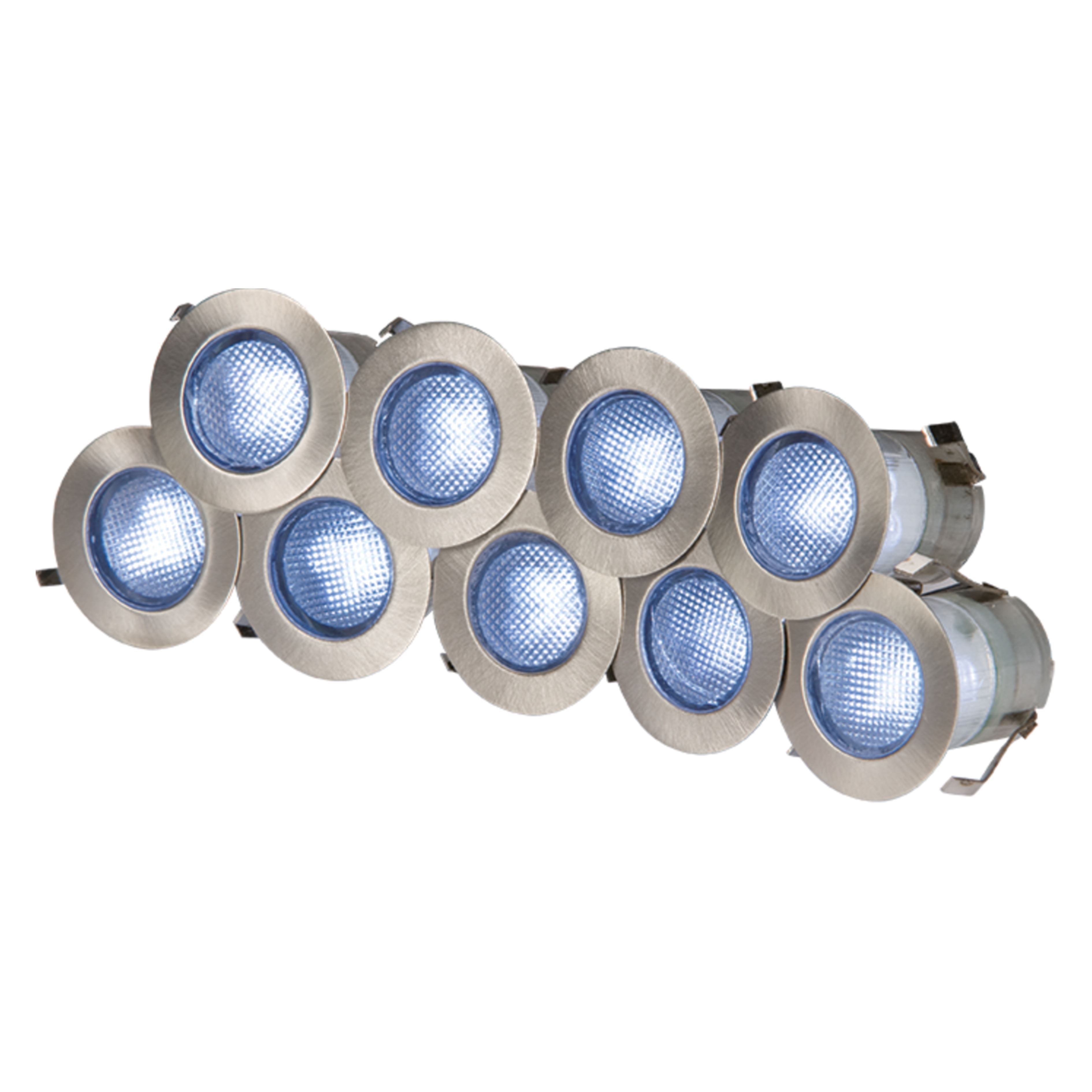 230V 10 x 0.2W Blue LED Light Kit - Stainless Steel Ground Lights Knightsbridge