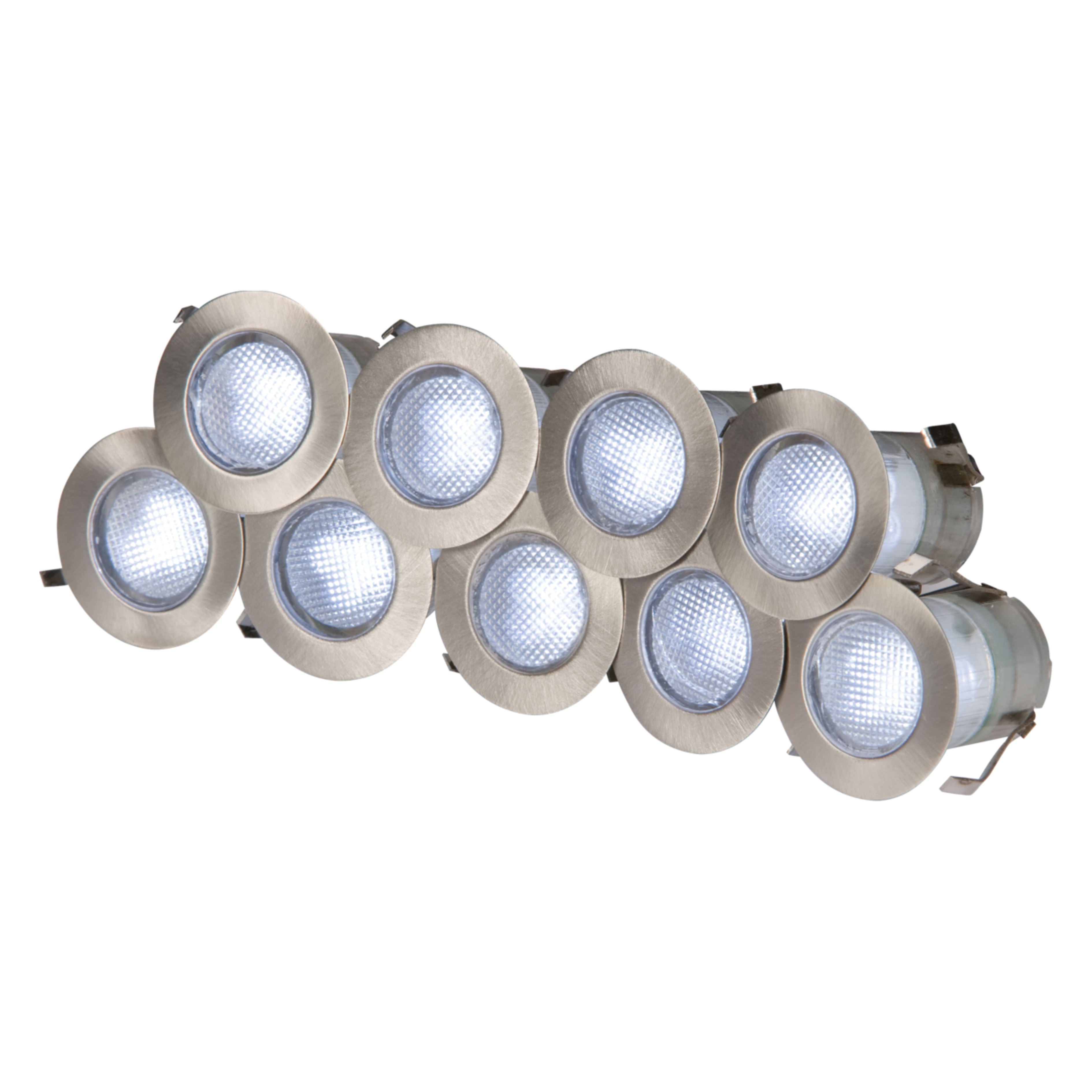230V 10 x 0.2W Cool White LED Kit - Stainless Steel Ground Lights Knightsbridge
