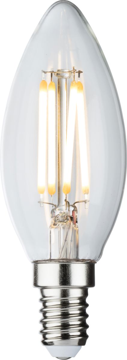 230V 4W LED SES Clear Candle Filament Lamp - 2700K - Dimmable Lamps Knightsbridge 