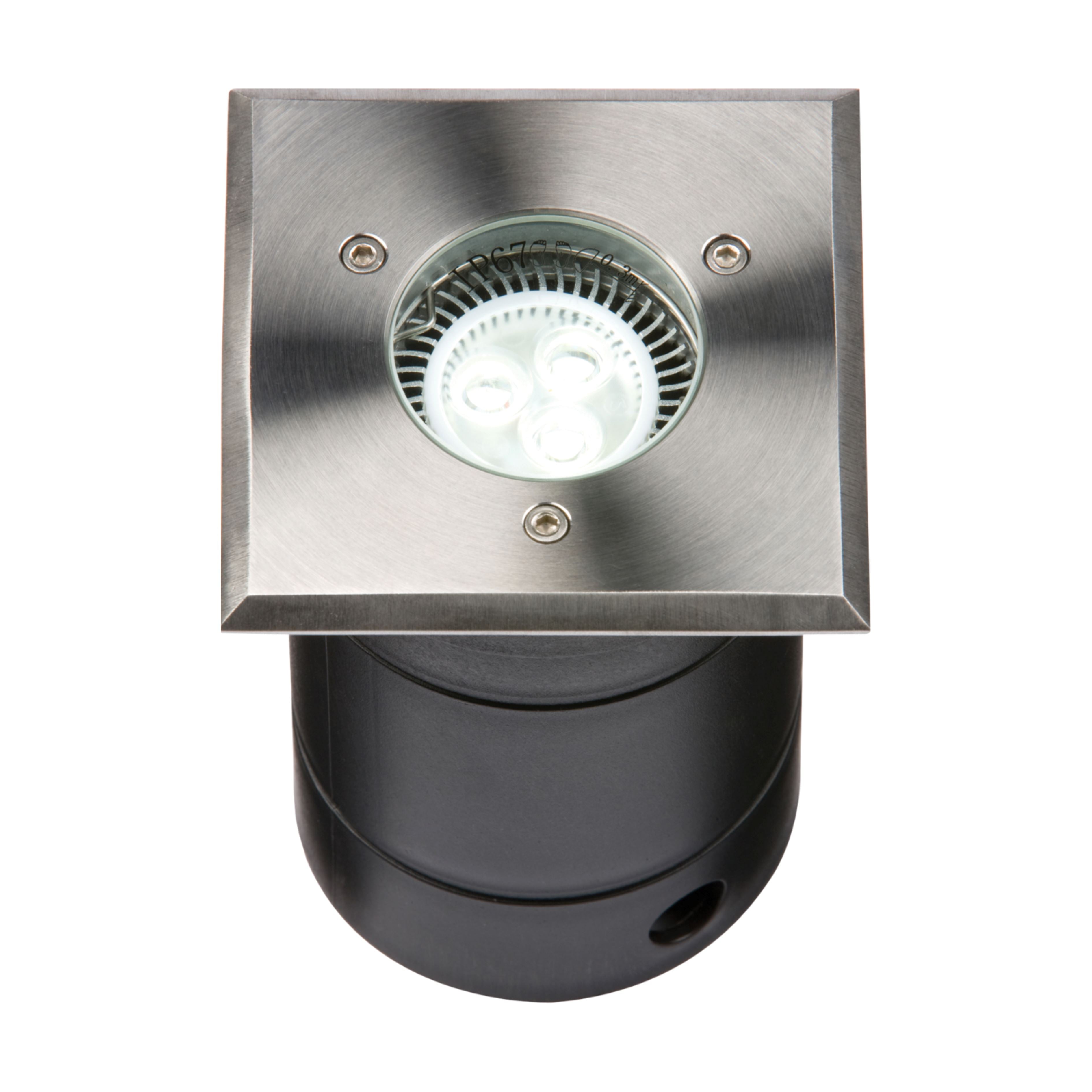 230V Driveover Ground Light Square - Stainless Steel Ground Lights Outdoor-Lights.co.uk