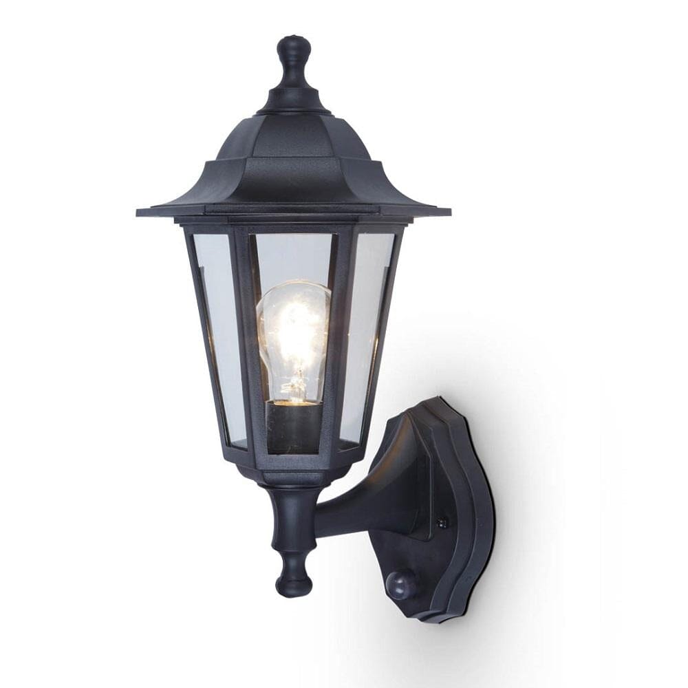 Coastal E27 Wall Light with PIR Sensor - Black Wall Lights Lutec
