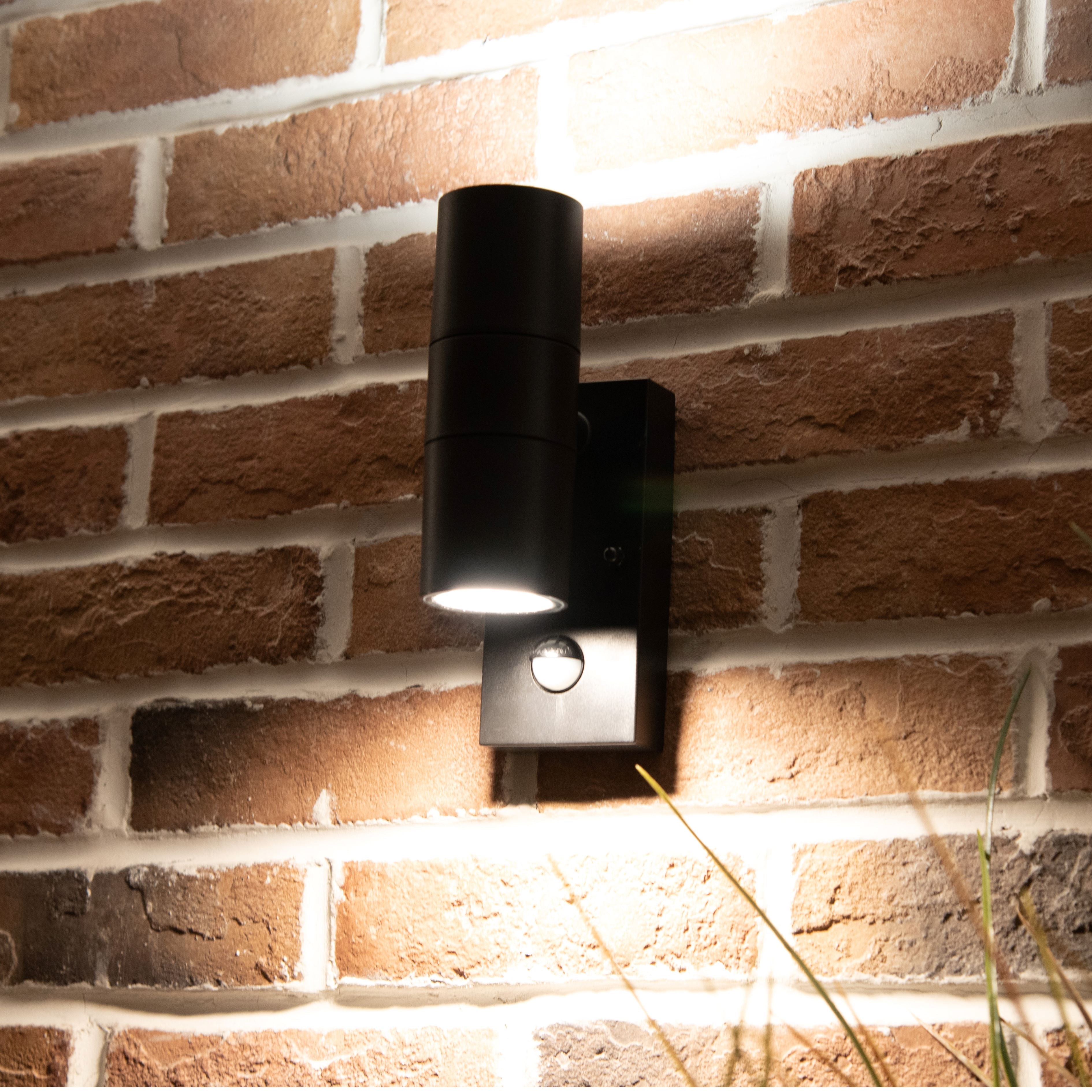 Coastal Up/Down Wall Light With PIR - Black Wall Lights Lutec