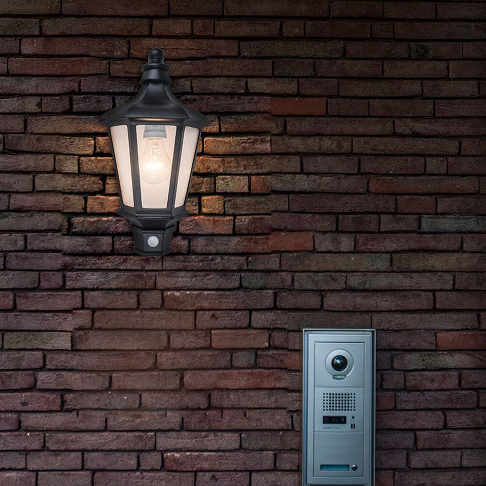 Cotswold E27 Wall Light with PIR Sensor - Black Wall Lights Lutec 