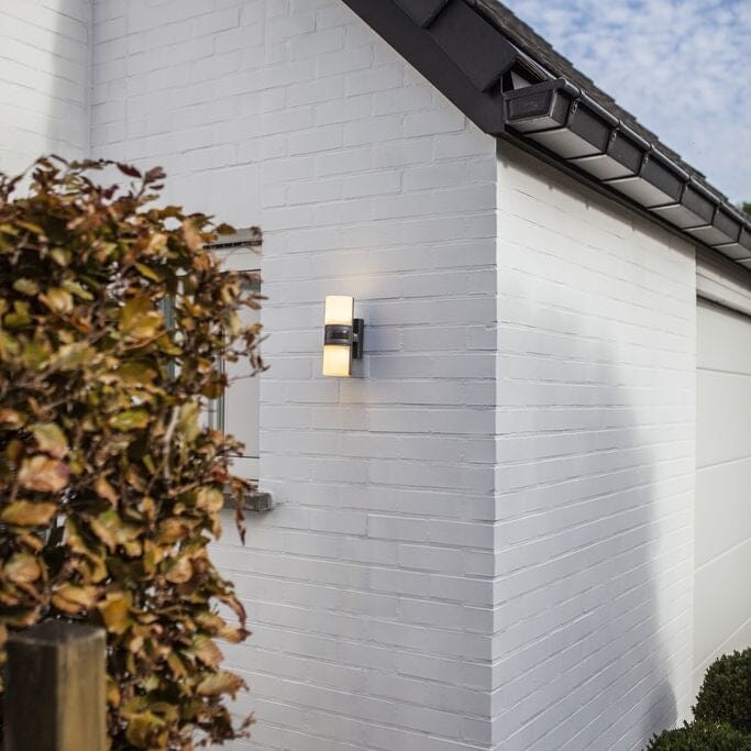 Cyr Integrated LED Wall Light With Adjustable Heads & PIR Sensor - Dark Grey Wall Lights Lutec