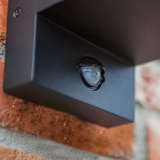 Flair E27 Lantern Wall Light with PIR Sensor - Black Wall Lights Lutec 