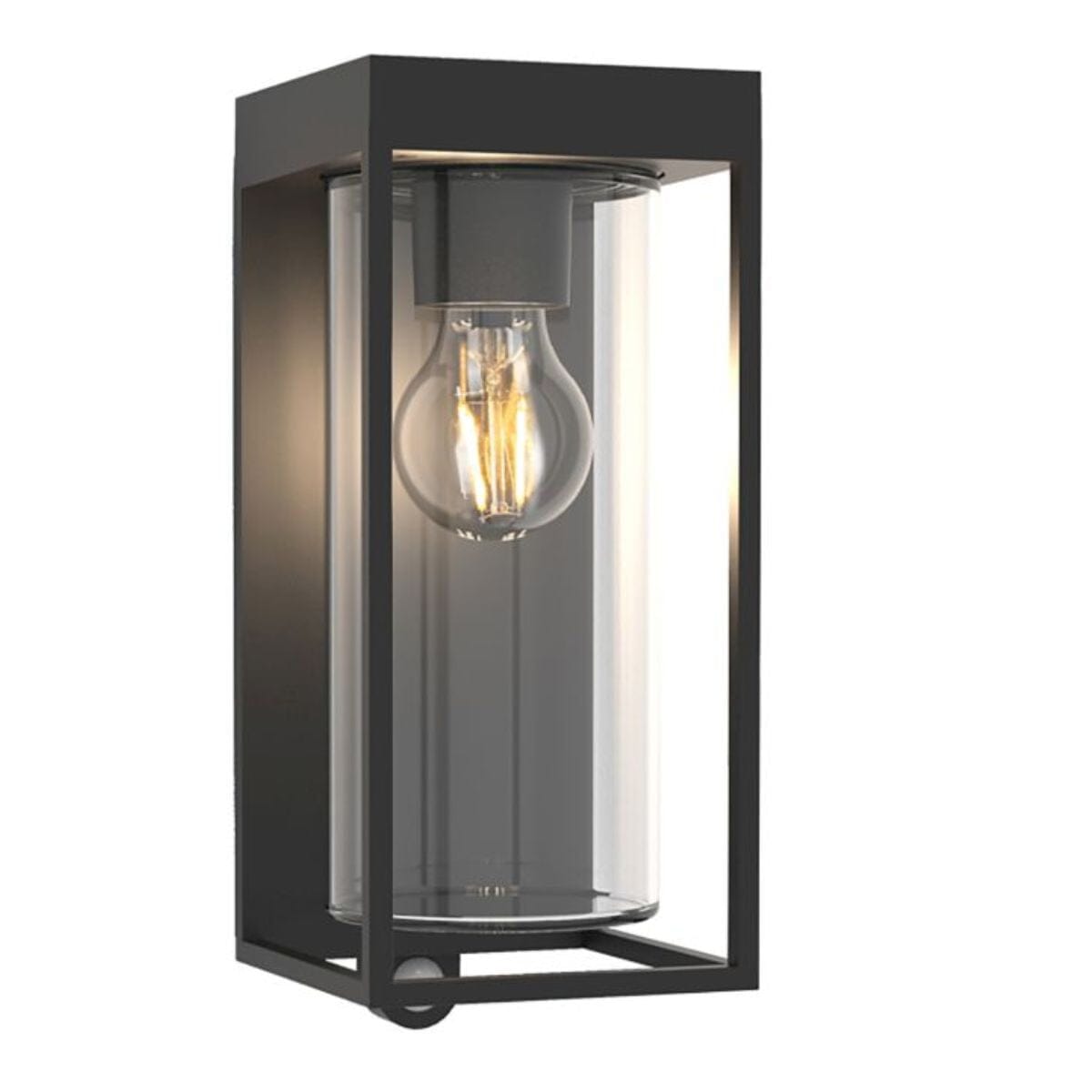 Flair Solar Wall Light With PIR Sensor - Matt Black Wall Lights Lutec