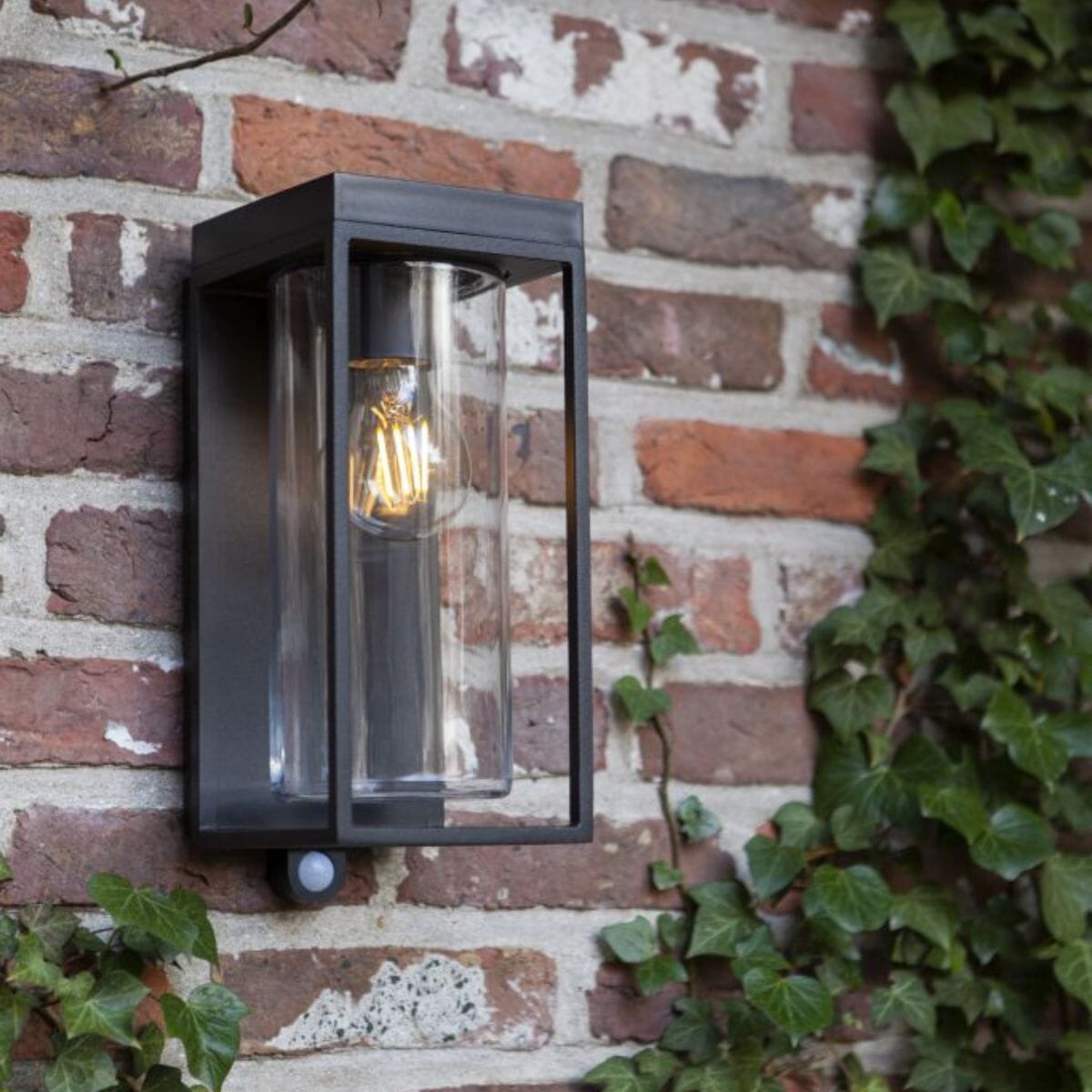 Flair Solar Wall Light With PIR Sensor - Matt Black Wall Lights Lutec