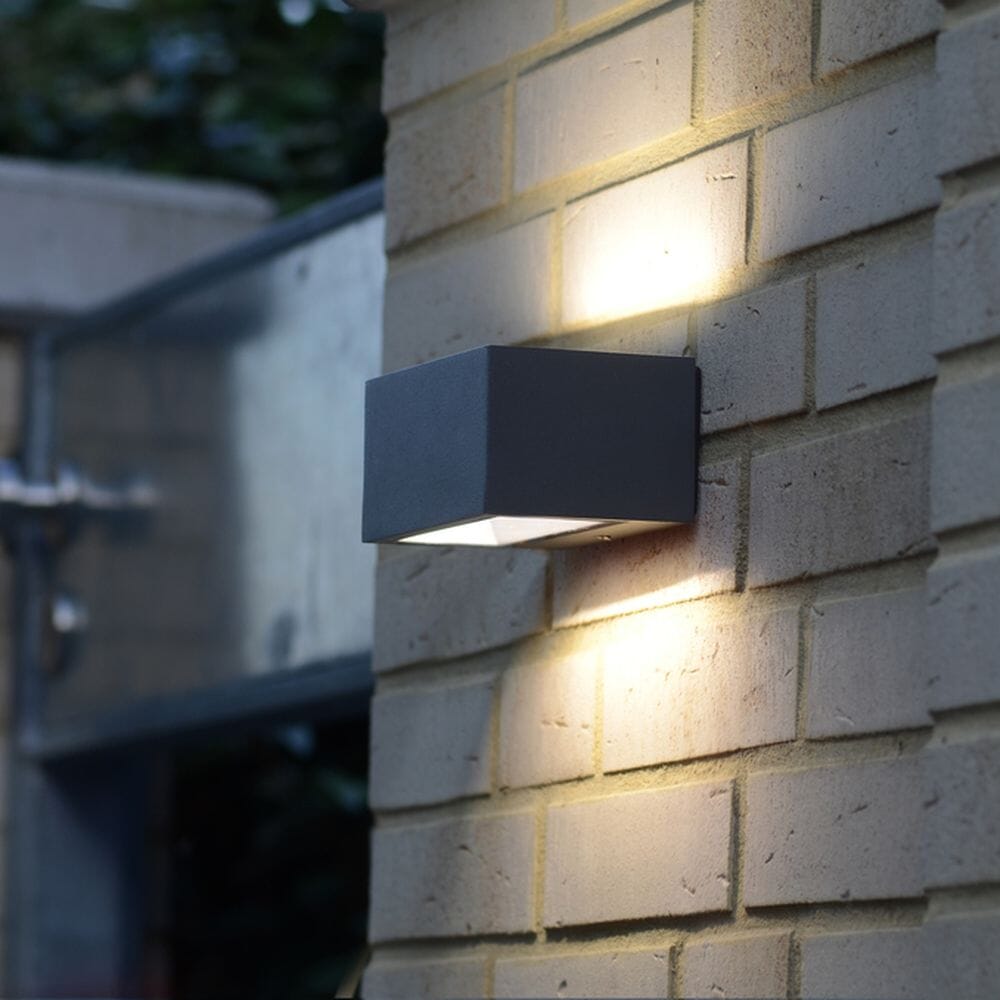 Gemini 1 Integrated LED Up & Down Wall Light - Dark Grey Wall Lights Lutec
