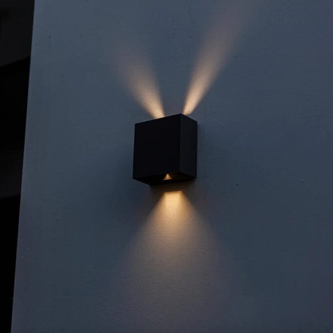 Gemini Beams Integrated LED Up & Down Wall Light - Matt Black Wall Lights Lutec 