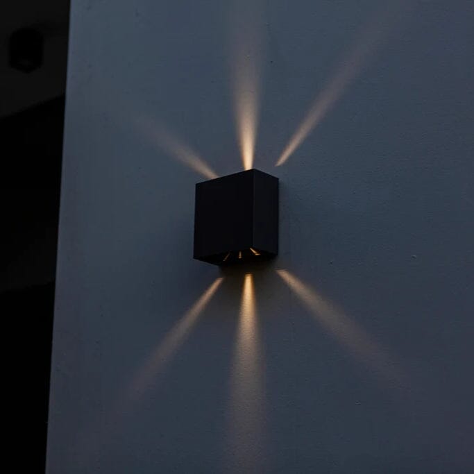 Gemini Beams Integrated LED Up & Down Wall Light - Matt Black Wall Lights Lutec 