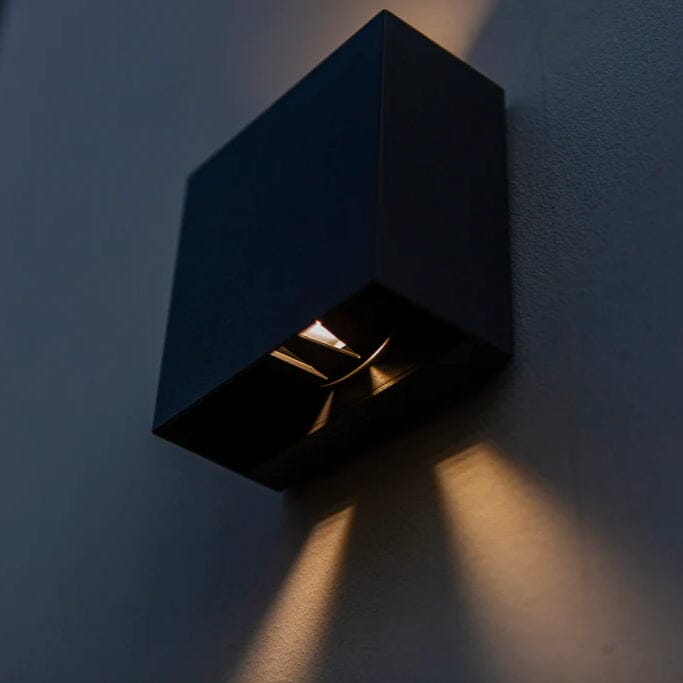 Gemini Beams Integrated LED Up & Down Wall Light - Matt Black Wall Lights Lutec 